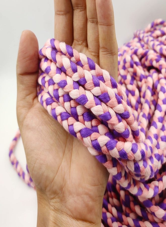 BOBBINY | Braided Choti Macrame Cotton Thread for Macrame DIY, Garments, Crafting and Other Projects | Peach, Baby Pink, Purple | 10mm,10Mtr, 1 count - Image 3